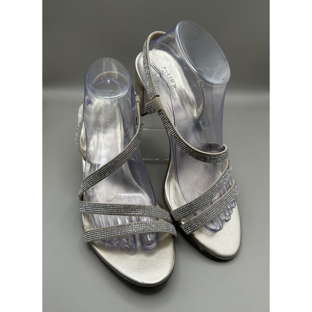 Naturalizer Vanessa2 Womens Strappy Heeled Sandals Rhinestone Champagne Sz 10M